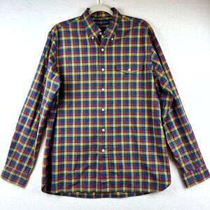Vintage Ralph Lauren Plaid Shirt Mens L Button Up Checkered Preppy Ivy Academia